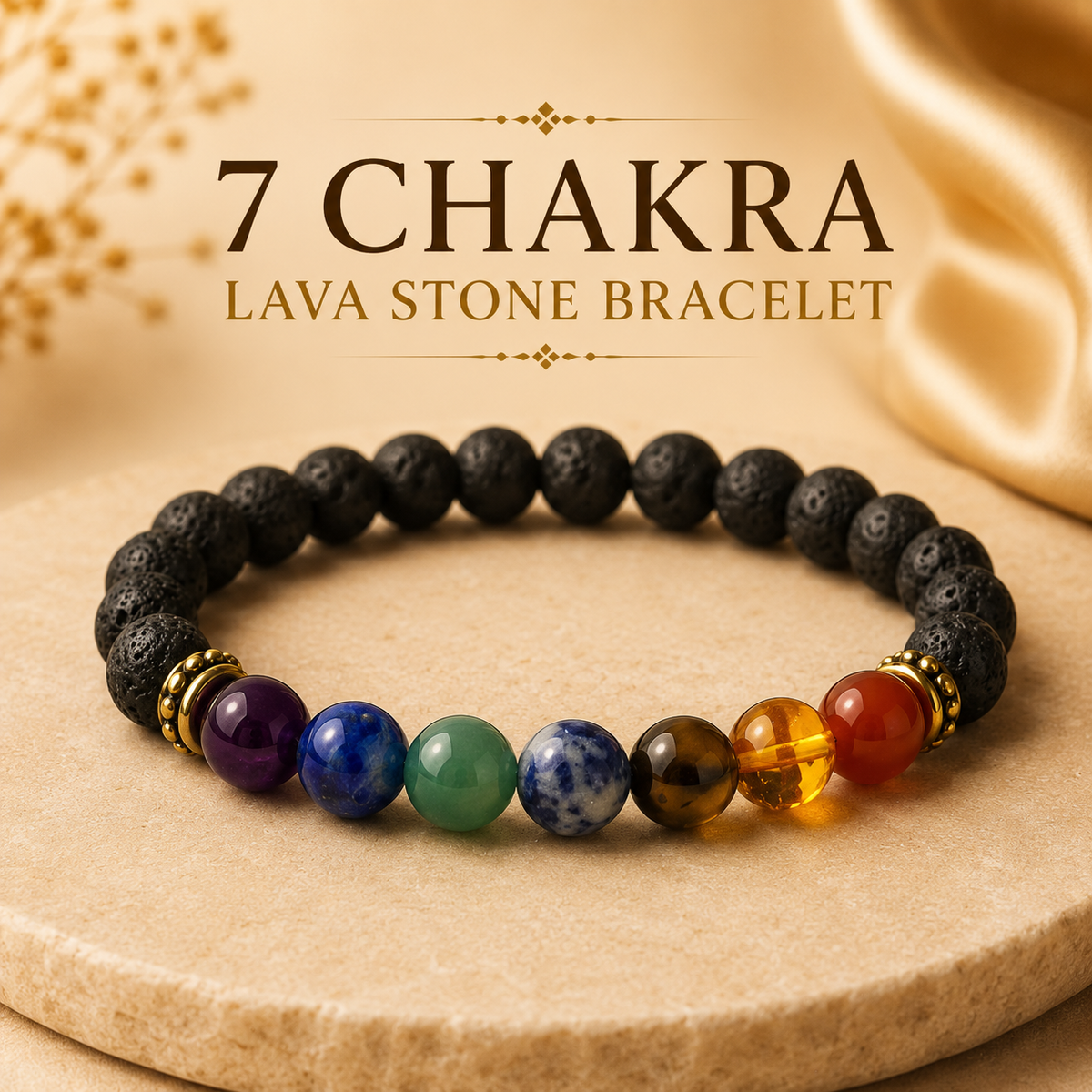 7 Chakra Lava Stone Bracelet
