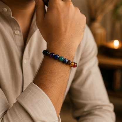 7 Chakra Lava Stone Bracelet