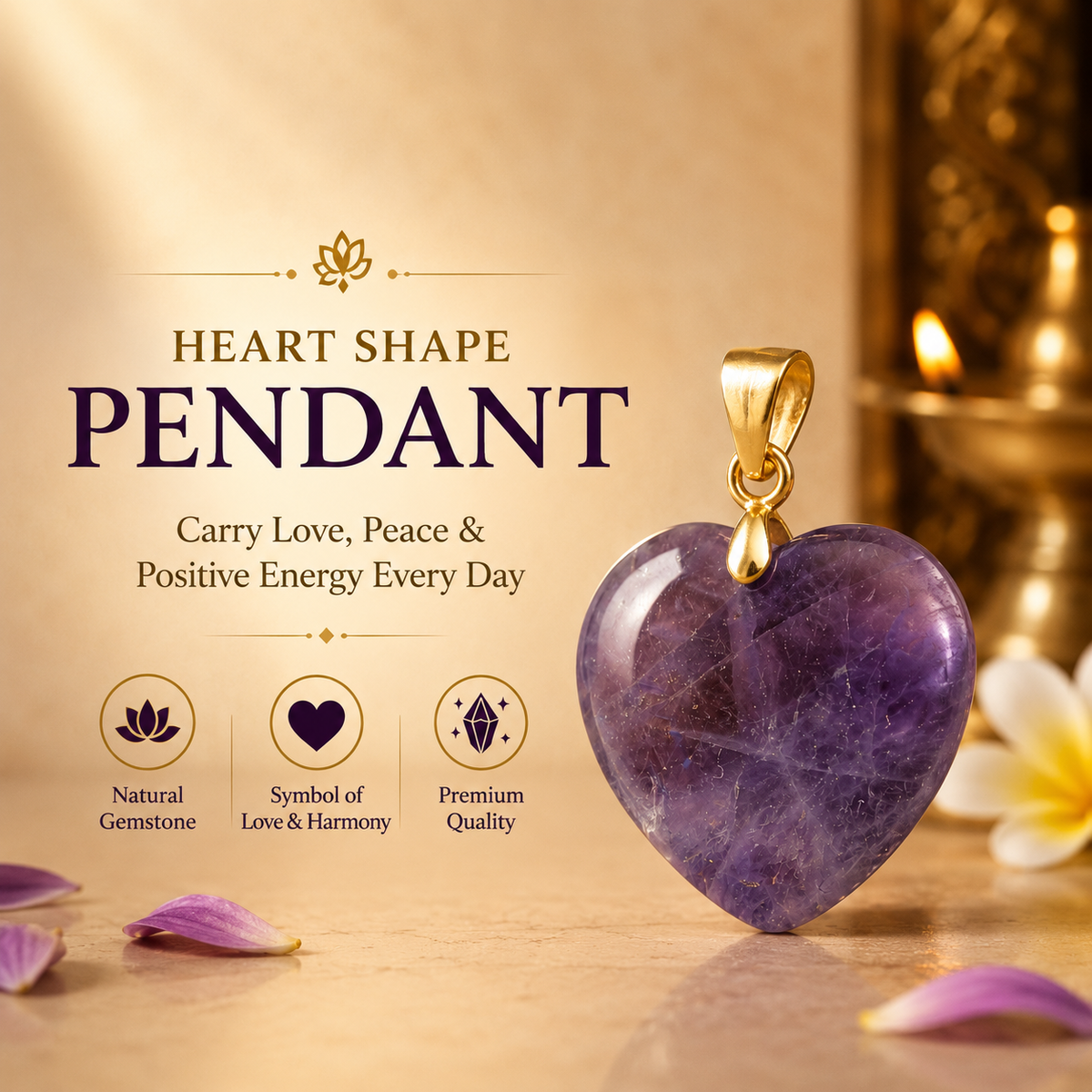 Natural Heart Shape Crystal Pendant