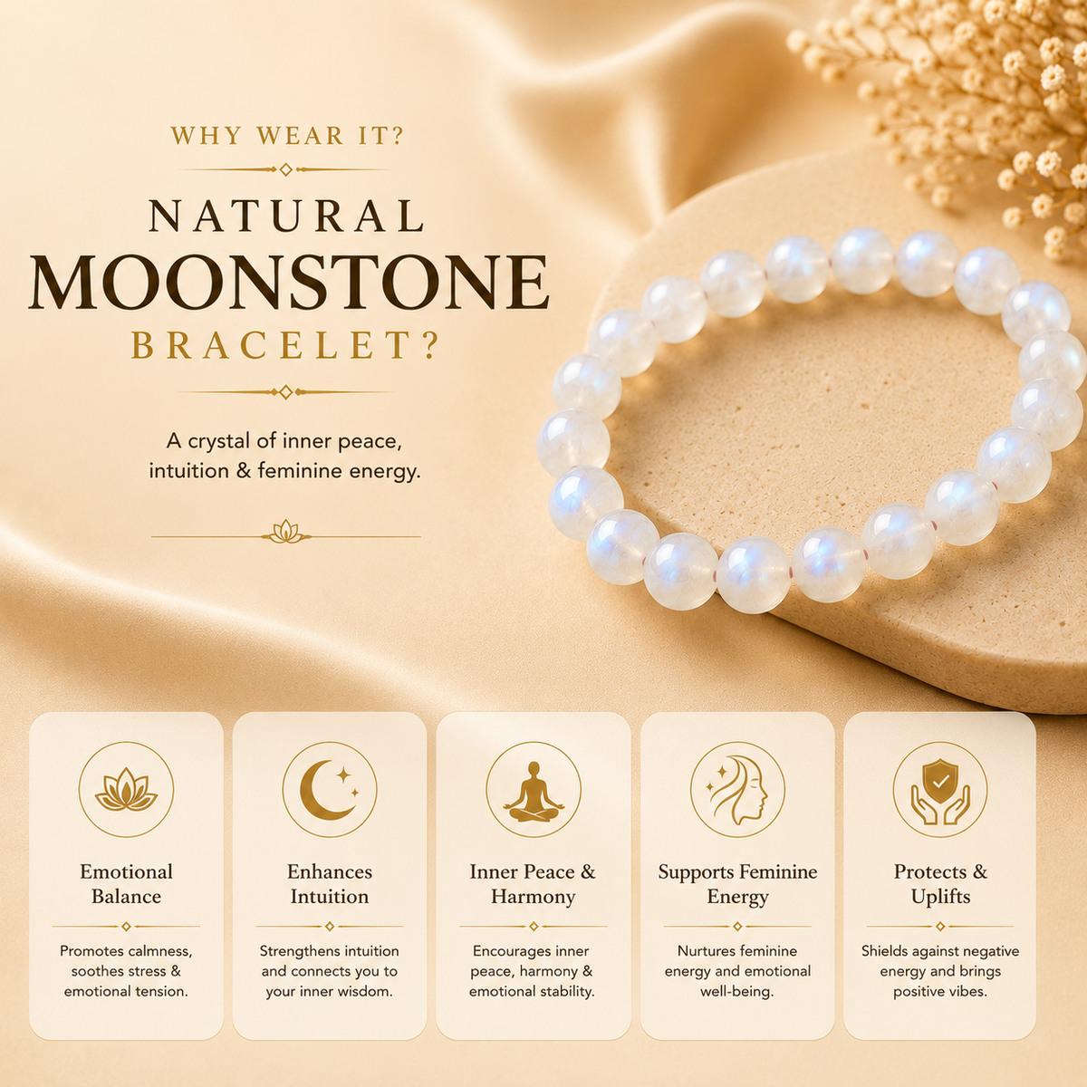 Natural Moonstone Bracelet